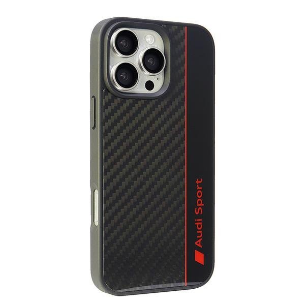 Audi Carbon Fiber Stripe iPhone 16 Pro Max 6.9&quot; czarny/black hardcase AUS-TPUPCIP16PM-R8/D1-BK