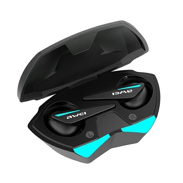 AWEI słuchawki Bluetooth 5.0 T23 TWS+ stacja dokująca gamingowe czarny/black
