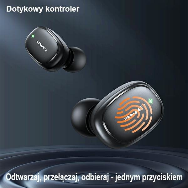 AWEI słuchawki Bluetooth 5.1 T13 Pro TWS + stacja dokująca czarny/black