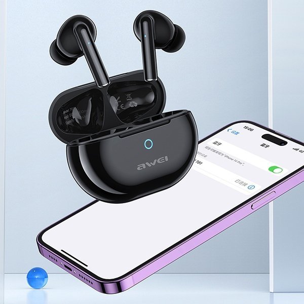 AWEI słuchawki Bluetooth 5.3 T61 TWS+ stacja dokująca czarny/black