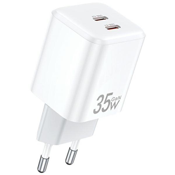 AWEI ład. siec. PD65-EU 35W2x USB-C biała/white GaN