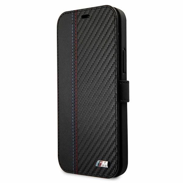 Etui BMW BMFLBKP12SMCARBK iPhone 12 mini 5,4&quot; czarny/black book M Collection PU Carbon Stripe