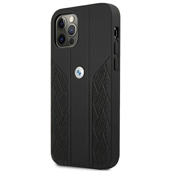 Etui BMW BMHCP12LRSPPK iPhone 12 Pro Max 6,7&quot; czarny/black hardcase Leather Curve Perforate