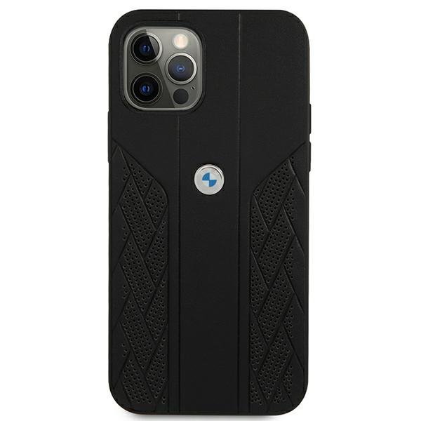 Etui BMW BMHCP12LRSPPK iPhone 12 Pro Max 6,7&quot; czarny/black hardcase Leather Curve Perforate