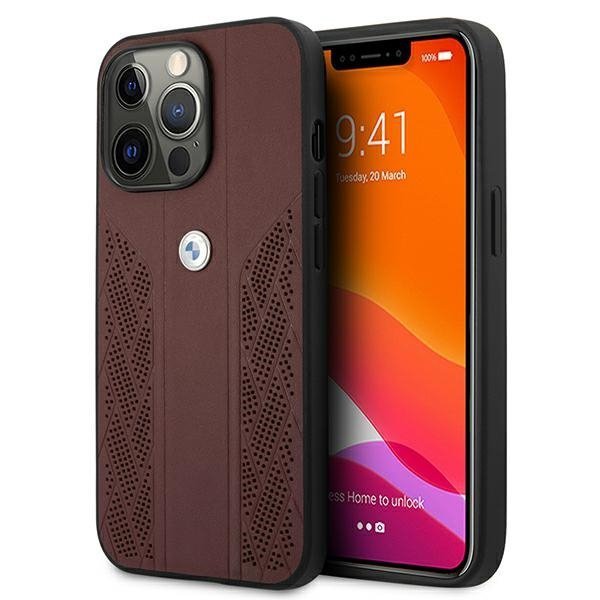 Etui BMW BMHCP13LRSPPR iPhone 13 Pro/13 6,1&quot; czerwony/red hardcase Leather Curve Perforate