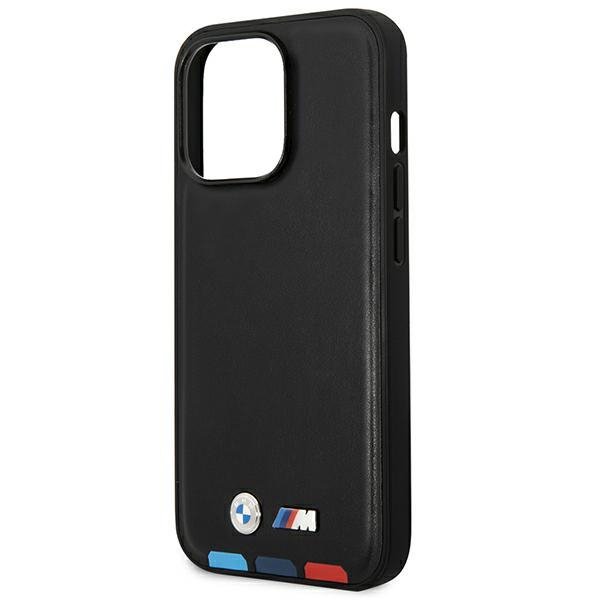 Etui BMW BMHMP14X22PTDK iPhone 14 Pro Max 6,7&quot; czarny/black Leather Stamp Tricolor Magsafe