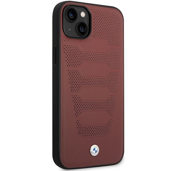 Etui BMW BMHCP14S22RPSR iPhone 14 / 15 / 13 6.1&quot; burgundowy/burgundy Leather Seats Pattern