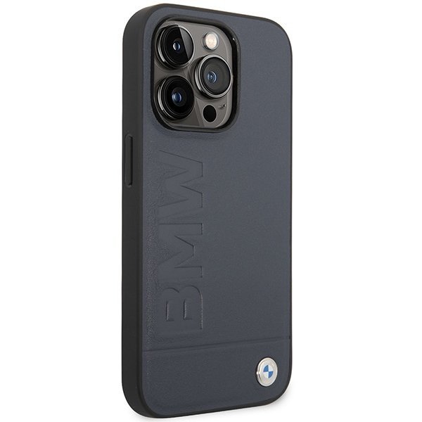 Etui BMW BMHMP14LSLLNA iPhone 14 Pro6,1&quot; granatowy/navy hardcase Leather Hot Stamp MagSafe