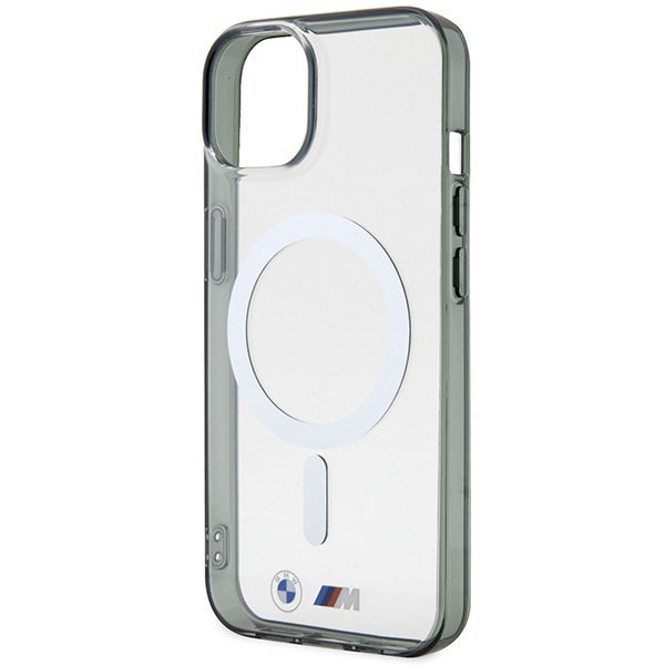 Etui BMW BMHMP14SHCRS iPhone 14 / 15 / 13 6.1&quot; transparent hardcase Silver Ring MagSafe