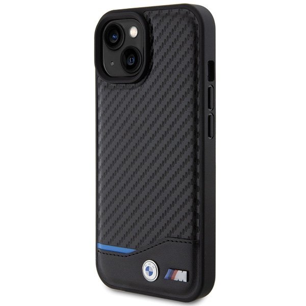 BMW BMHCP15S22NBCK iPhone 15 / 14 / 13 6.1&quot; czarny/black Leather Carbon