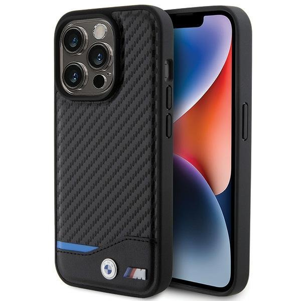 BMW BMHCP15L22NBCK iPhone 15 Pro 6.1&quot;czarny/black Leather Carbon