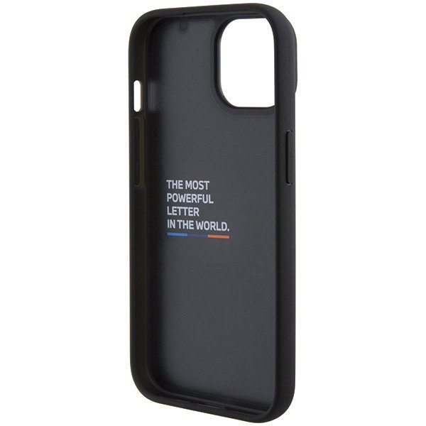 BMW BMHCP15S22PTDK iPhone 15 / 14 / 13 6.1&quot; czarny/black Leather Stamp Tricolor