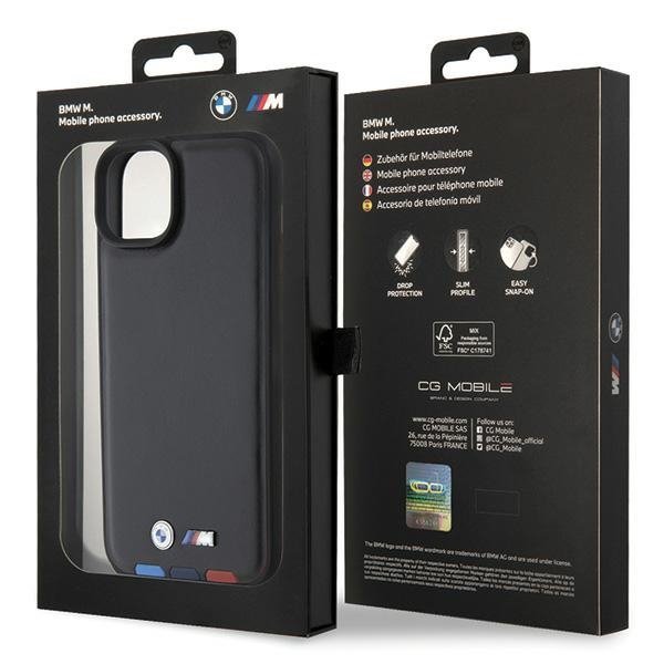 BMW BMHCP15M22PTDK iPhone 15 Plus /14 Plus 6.7&quot; czarny/black Leather Stamp Tricolor
