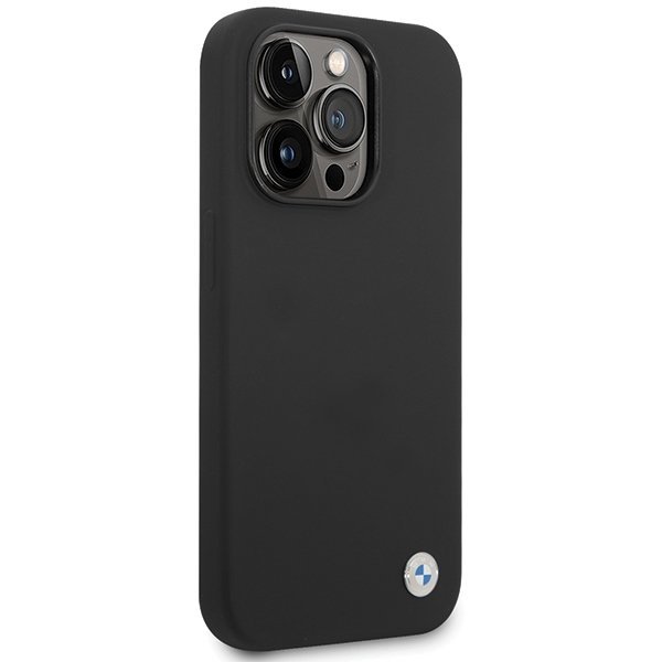 BMW BMHCP15LSILBK iPhone 15 Pro 6.1&quot; czarny/black Silicone Metal Logo