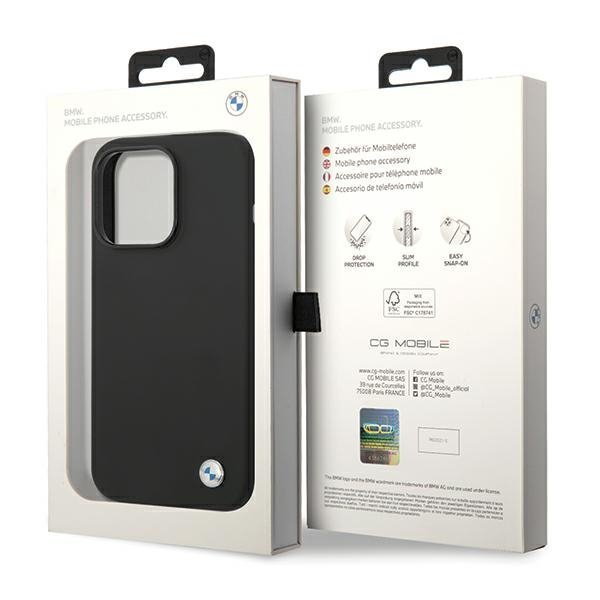 BMW BMHCP15LSILBK iPhone 15 Pro 6.1&quot; czarny/black Silicone Metal Logo