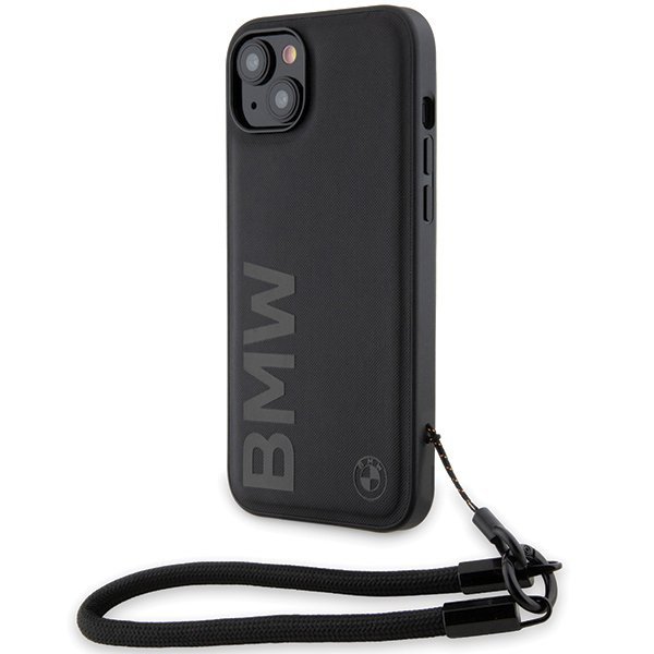 BMW BMHCP15S23RMRLK iPhone 15 / 14 / 13 6.1&quot; czarny/black hardcase Signature Leather Wordmark Cord