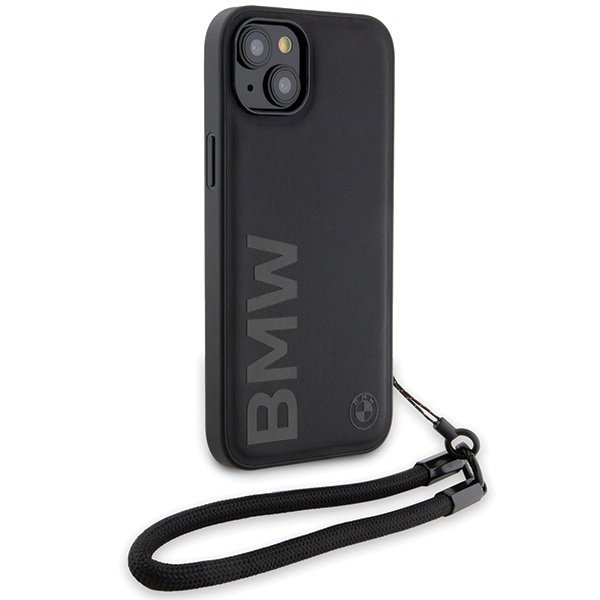BMW BMHCP15S23RMRLK iPhone 15 / 14 / 13 6.1&quot; czarny/black hardcase Signature Leather Wordmark Cord