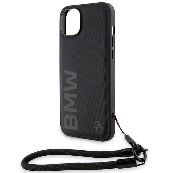 BMW BMHCP15S23RMRLK iPhone 15 / 14 / 13 6.1&quot; czarny/black hardcase Signature Leather Wordmark Cord