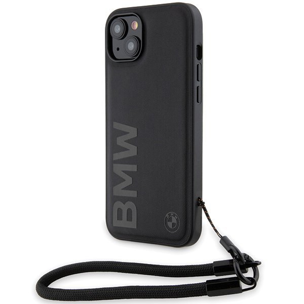 BMW BMHCP15M23RMRLK iPhone 15 Plus / 14 Plus 6.7&quot; czarny/black hardcase Signature Leather Wordmark Cord