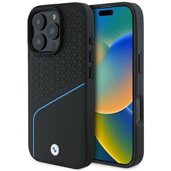 BMW BMHMP16L23RDCLK iPhone 16 Pro 6.3&quot; czarny/black hardcase Sign Leather Textured And Line MagSafe