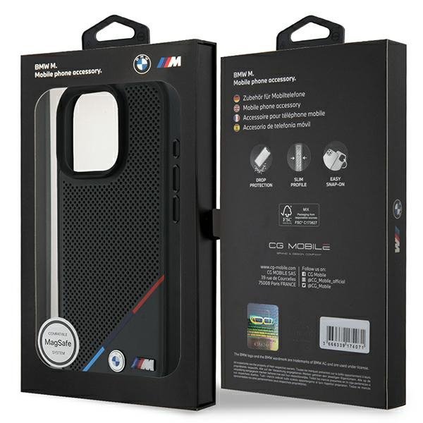 BMW BMHMP16L23PUPDK iPhone 16 Pro 6.3&quot; czarny/black hardcase M Perforated Tricolor Line MagSafe