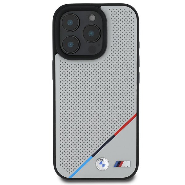 BMW BMHMP16L23PUPDG iPhone 16 Pro 6.3&quot; szary/grey hardcase M Perforated Tricolor Line MagSafe