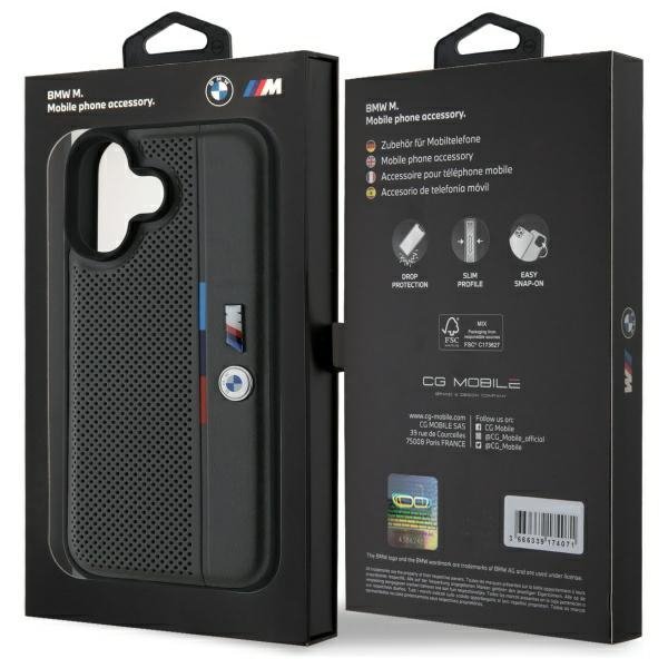 BMW BMHCP16S23PUPVA iPhone 166.1&quot; antracyt/anthracite hardcase M Perforated Tricolor Detail Line