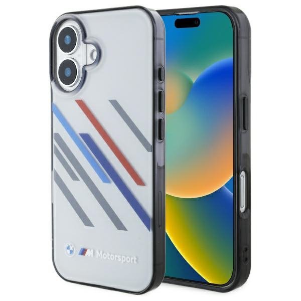 BMW BMHCP16S23HTRAG iPhone 16 6.1&quot;       szary/grey hardcase Motorsport IML Random Stripes