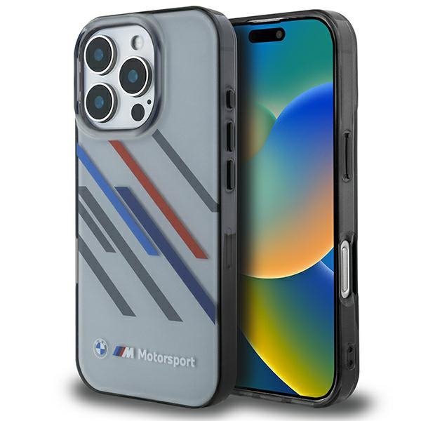 BMW BMHCP16L23HTRAG iPhone 16 Pro 6.3&quot;   szary/grey hardcase Motorsport IML Random Stripes