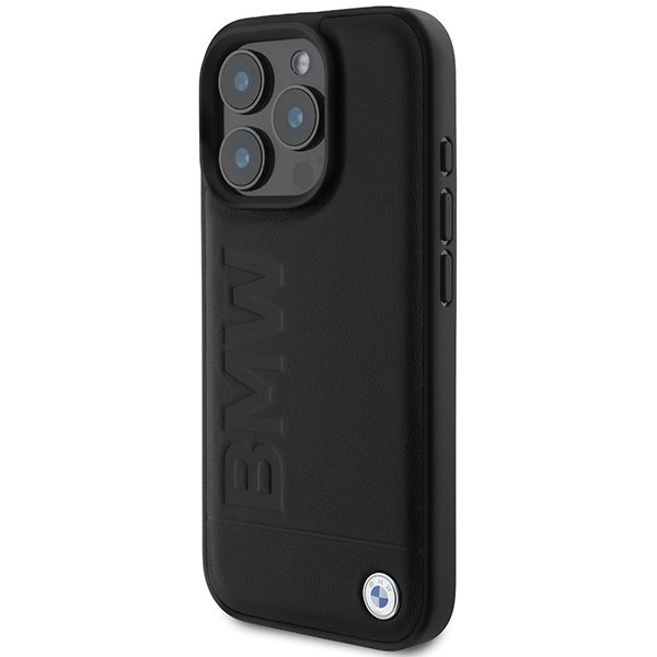 BMW BMHCP16LSLLBK iPhone 16 Pro 6.3&quot;czarny/black hardcase Leather Hot Stamp