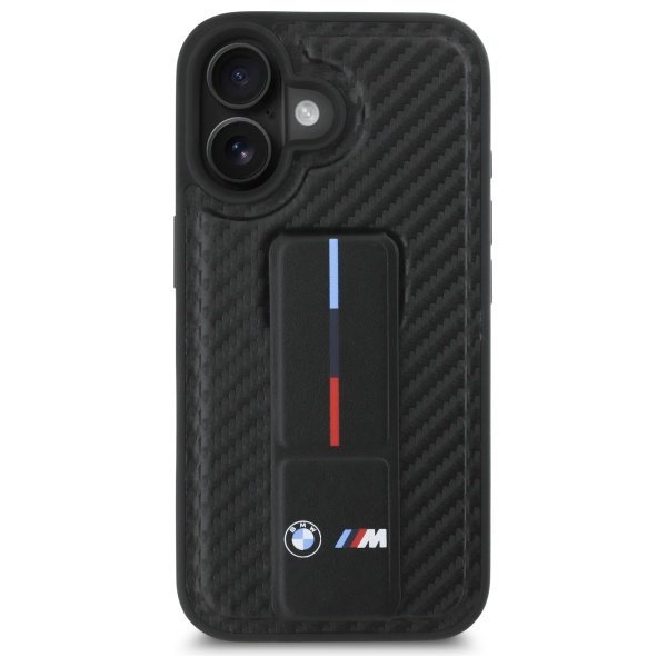 BMW BMHCP16SGSPCCK iPhone 16 6.1&quot; czarny/black hardcase M Grip Stand Smooth and Carbon