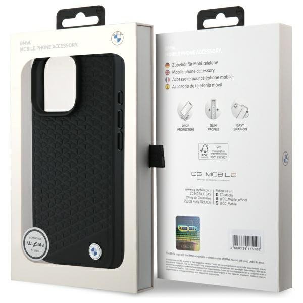 BMW BMHMP16L23RDDK iPhone 16 Pro 6.3&quot;    czarny/black hardcase Sign Leather Diamond Metal Logo MagSafe