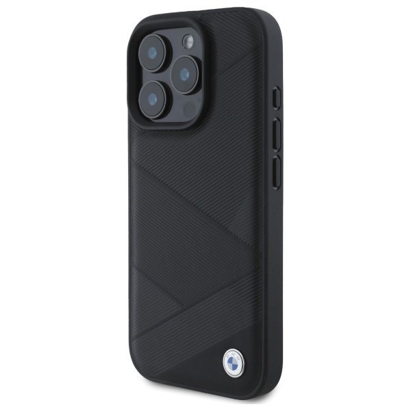 BMW BMHCP16X23RCGPK iPhone 16 Pro Max    6.9&quot; czarny/black hardcase Sign Leather Crossing Lines Pattern