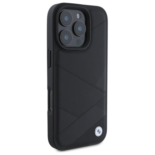BMW BMHCP16X23RCGPK iPhone 16 Pro Max    6.9&quot; czarny/black hardcase Sign Leather Crossing Lines Pattern