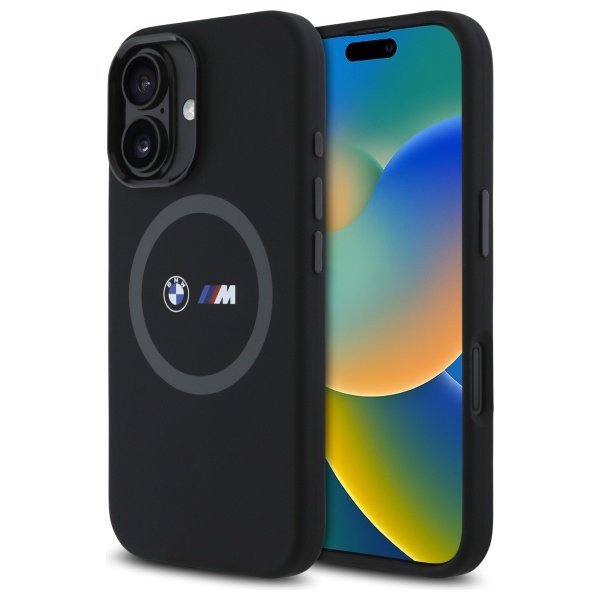 BMW BMHMP16S23SROK iPhone 16 6.1&quot;        czarny/black hardcase M Silicone Printed Ring MagSafe