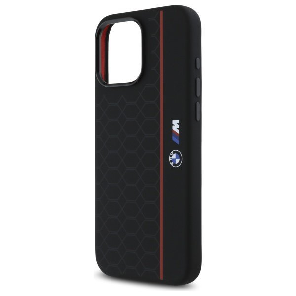 BMW BMHMP16X23SHER iPhone 16 Pro Max 6.9&quot; czarny/black hardcase Silicone Hexagon Red Line MagSafe