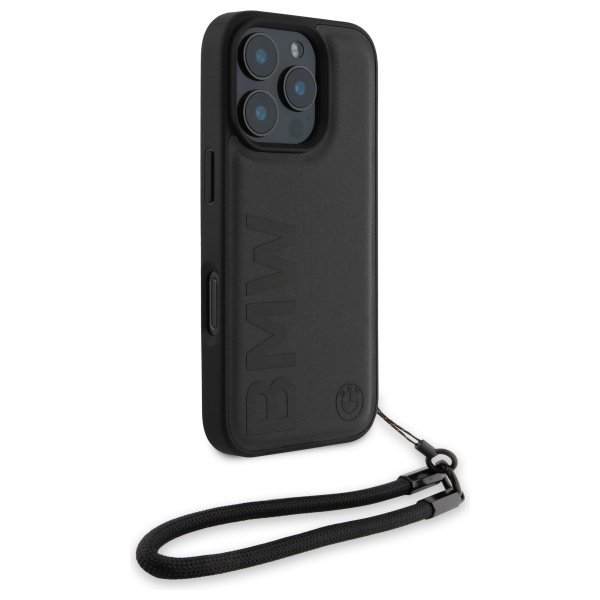 BMW BMHCP16X23RMRLK iPhone 16 Pro Max 6.9&quot; czarny/black hardcase Signature Leather Wordmark Cord