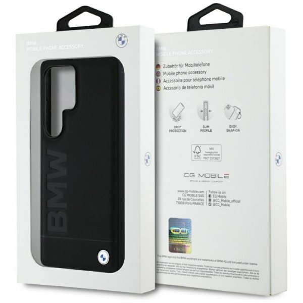 Etui BMW Leather Big Wordmark do Samsung Galaxy S25 Ultra czarny