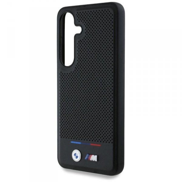 Etui BMW Leather Tricolor Stripe MagSafe do Samsung Galaxy S25 czarny