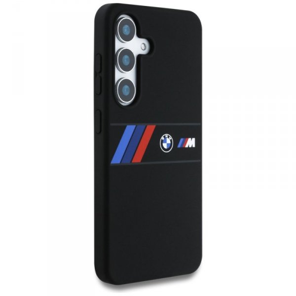 Etui BMW Silicone Middle Tricolor        Stripes MagSafe do Samsung Galaxy S25 czarny