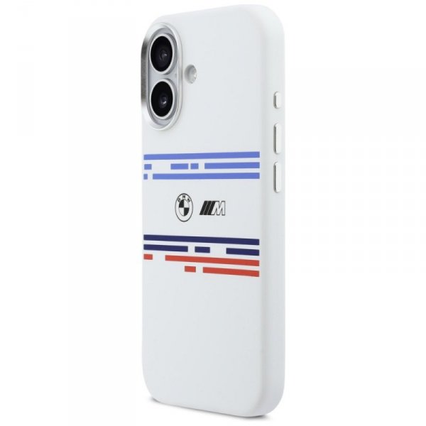 Etui BMW M Silicon Horizontal Line       MagSafe do iPhone 17 biały