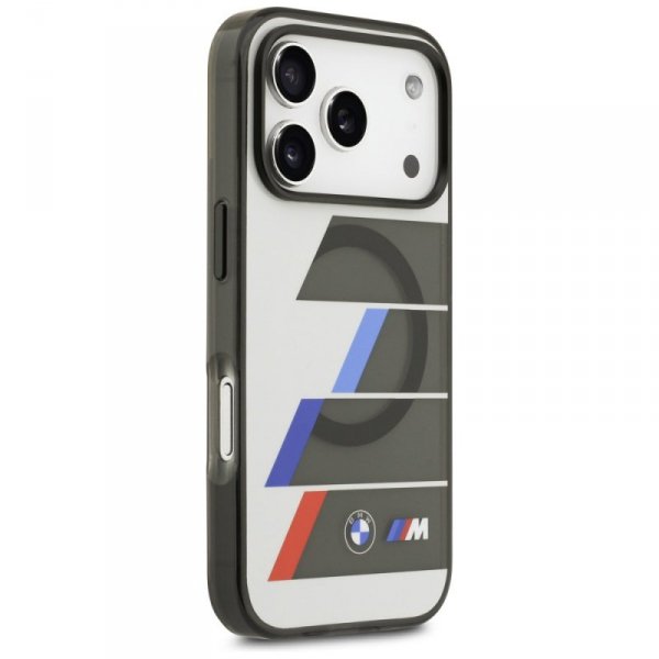 Etui BMW M IML Metal Buttons Tricolor    Lines MagSafe do iPhone 17 Pro antracyt