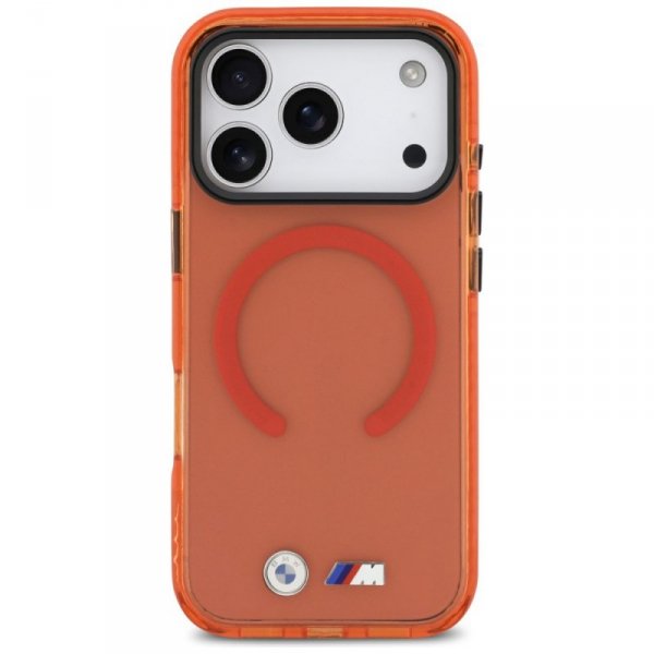 Etui BMW M IML Shockproof Metal Logos    MagSafe do iPhone 17 Pro pomarańczowy