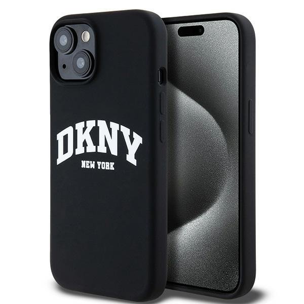 DKNY DKHMP15MSNYACH iPhone 15 Plus / 14Plus 6.7&quot; czarny/black hardcase Liquid Silicone White Printed Logo MagSafe