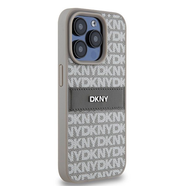 DKNY DKHCP15XPRTHSLE iPhone 15 Pro Max6.7&quot; beżowy/beige hardcase Leather Mono Stripe & Metal Logo