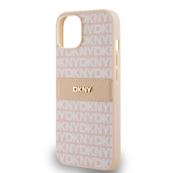 DKNY DKHCP14SPRTHSLP iPhone 14 / 15 / 136.1&quot; różowy/pink hardcase Leather Mono Stripe & Metal Logo