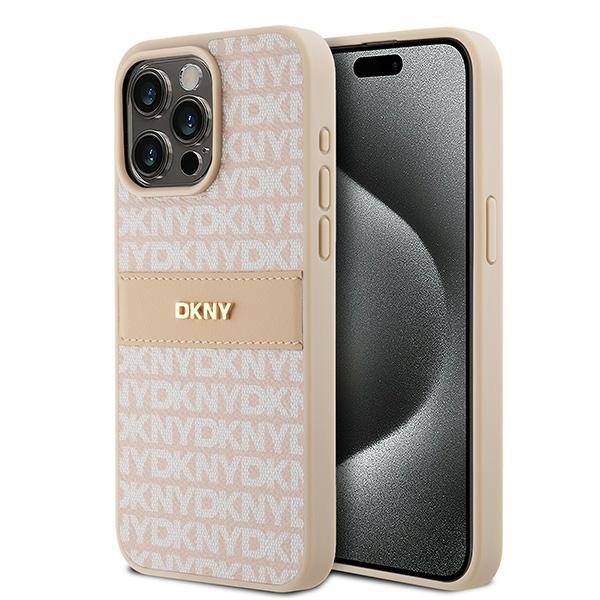 DKNY DKHCP15XPRTHSLP iPhone 15 Pro Max6.7&quot; różowy/pink hardcase Leather Mono Stripe & Metal Logo