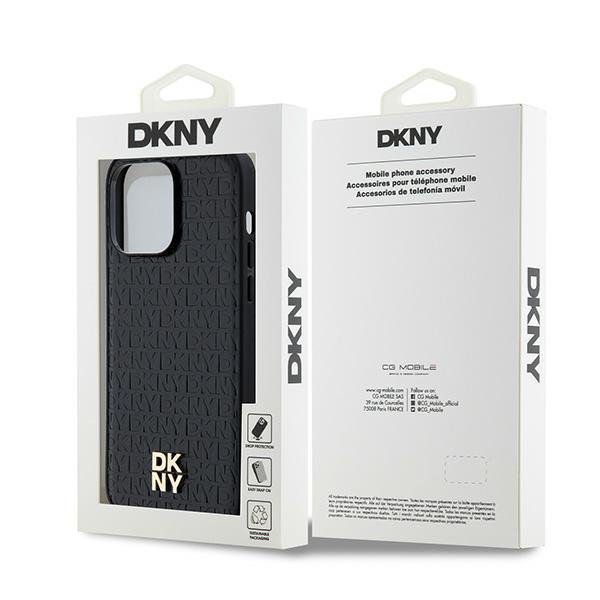 DKNY DKHMP14XPSHRPSK iPhone 14 Pro Max6.7&quot; czarny/black hardcase Leather Monogram Pattern Metal Logo MagSafe