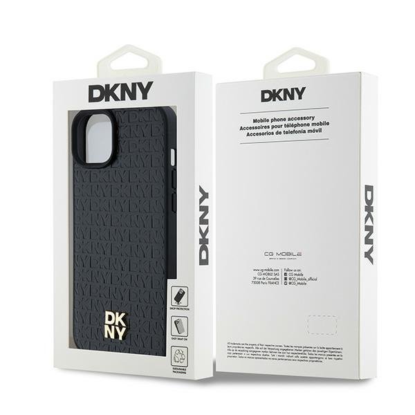 DKNY DKHMP15SPSHRPSK iPhone 15 / 14 / 136.1&quot; czarny/black hardcase Leather Pattern Metal Logo MagSafe