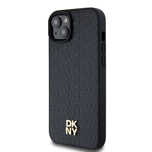 DKNY DKHMP15MPSHRPSK iPhone 15 Plus /14 Plus 6.7&quot; czarny/black hardcase Leather Monogram Pattern Metal Logo MagSafe